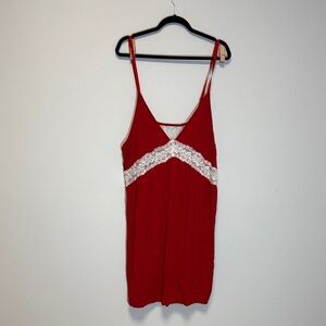 Red Lace Trim Women's Top